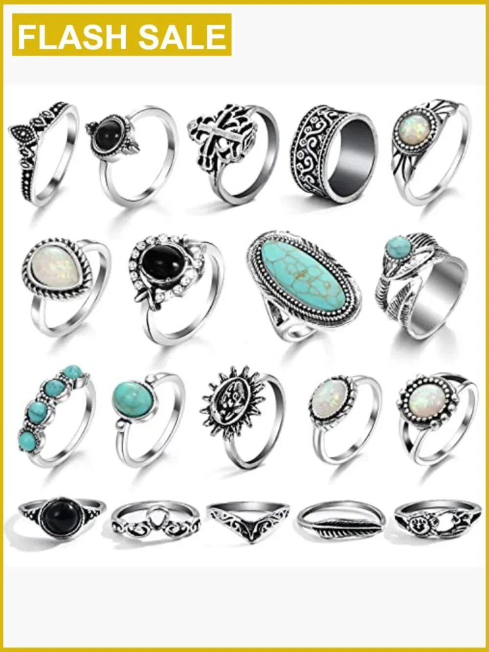 19Pcs Vintage Stacking Rings Set Adjustable Gothic Knuckle Rings